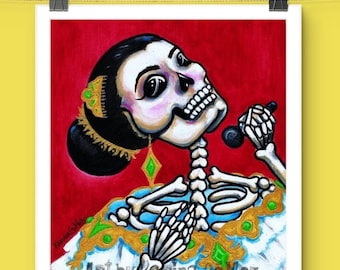 Lola Beltran-Lola La Grande"Dia de Muertos Portrait by Karina Gomez- Day of the Dead Retrato-Mexican Art-Arte Mexicano-Original Painting for