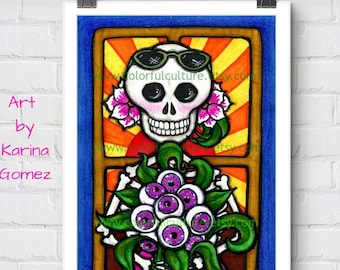 Window to the Soul/Ventana al Alma"Original Art by Karina Gomez,Giclee Art Prints,Day of the Dead Arte,Dia de Muertos Folk,Calavera Catrina