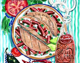 Taco Art" Original Art & Prints by Karina Gomez - Kitchen Decor - Cocina-Mexican Food Folk Latino Wall Art - Latino Art -Poster