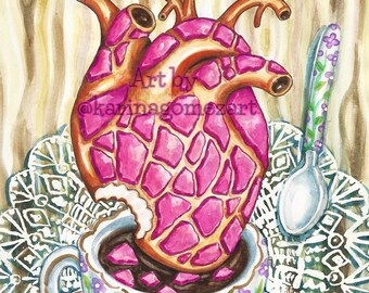 Hazte Concha Corazon" Original Art & Giclee Prints by Karina Gomez - Mexican Art - Kitchen Decor - Cocina Mexicana- Pan Dulce - Conchas Art