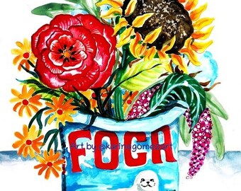 Flores Enfocadas" Original Art and Giclee Prints by Karina Gomez - Mexican Art - Mexican Home Decor - Flowers Mexican Folk Art