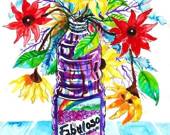 Flores Fabulosas" Original Kunst und Giclee Drucke von Karina Gomez - Mexikanische Kunst - Küchendekor - Blumen Mexikanische Volkskunst - Cocina Mexicana