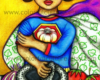 Muy Salsa - Very Salsa - Very Brave -Original Art by Karina Gomez - Print on Fade Free Archival Matte Paper 8.5"x11" or 11"x17" Mexican Art