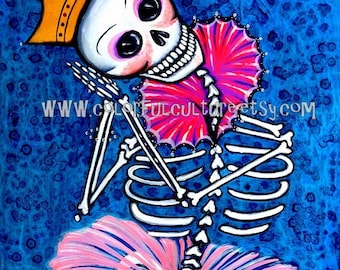 Mi Reina Preciosa -My Precious Queen" -Art Print by Karina Gomez- Dia de los Muertos/Sugar Skull/Day of the Dead Theme- Ballet Ballerina