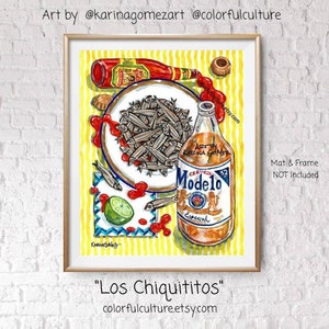 Los Chiquititos / Charalitos Original Art and Prints by Karina Gomez Mexican Art Kitchen Decor Cocina Mexicana Mexican Food Snack image 2