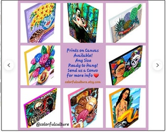 PRINTS ON CANVAS - Available in Any Size! - Art by Karina Gomez & Laura Gomez - Mexican Art - Arte Mexicano - Wall Decor - Mexican Decor