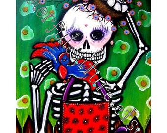 A Huevo - Print of Original Painting by Karina Gomez 8.5X11" OR  11X17" on Fade Free  Archival Matte Paper - Dia de los Muertos Theme