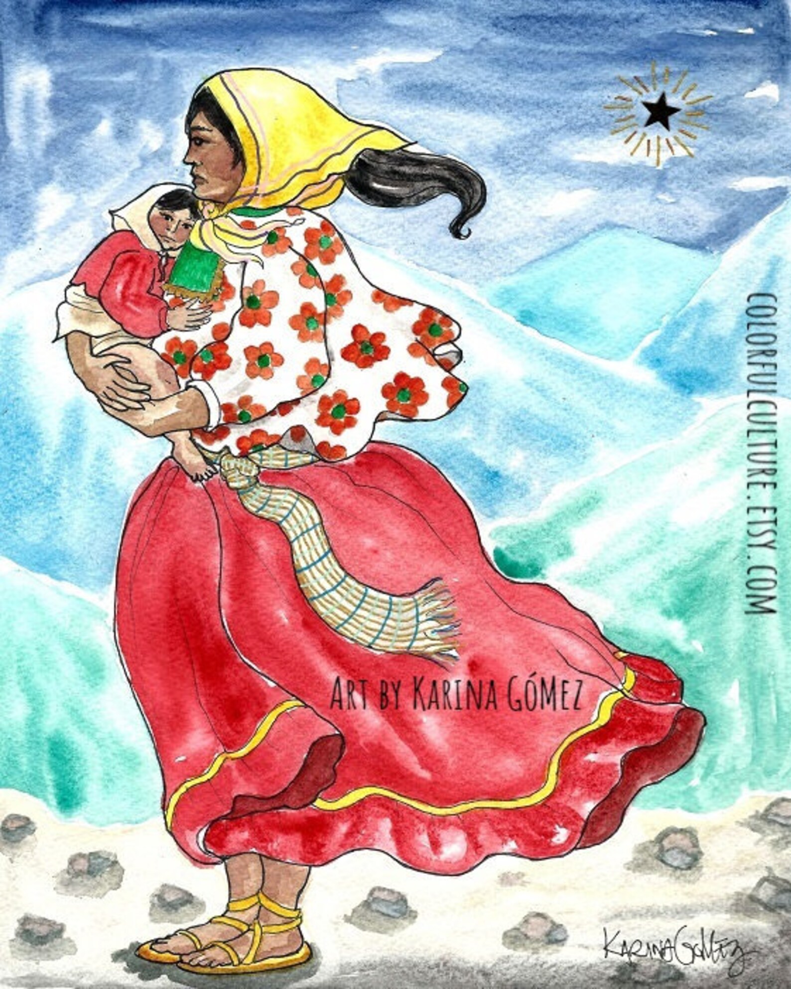 Tarahumara Nocturna Tarahumara Woman Original Art by Karina Etsy