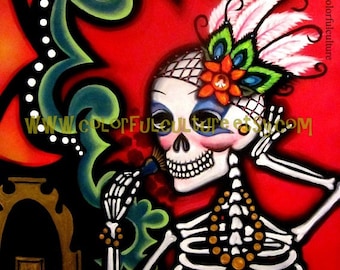 Inner Beauty - Belleza Interior -Art Print  by Karina Gomez - Dia de Muertos - Day of the Dead Theme by Colorful Culture