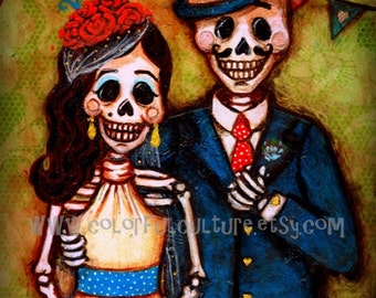 Por Siempre y Para Siempre" Forever and Ever -Art Print by Laura Gomez on Fade Free Paper-Boda- Dia de los Muertos -Day of the Dead Wedding