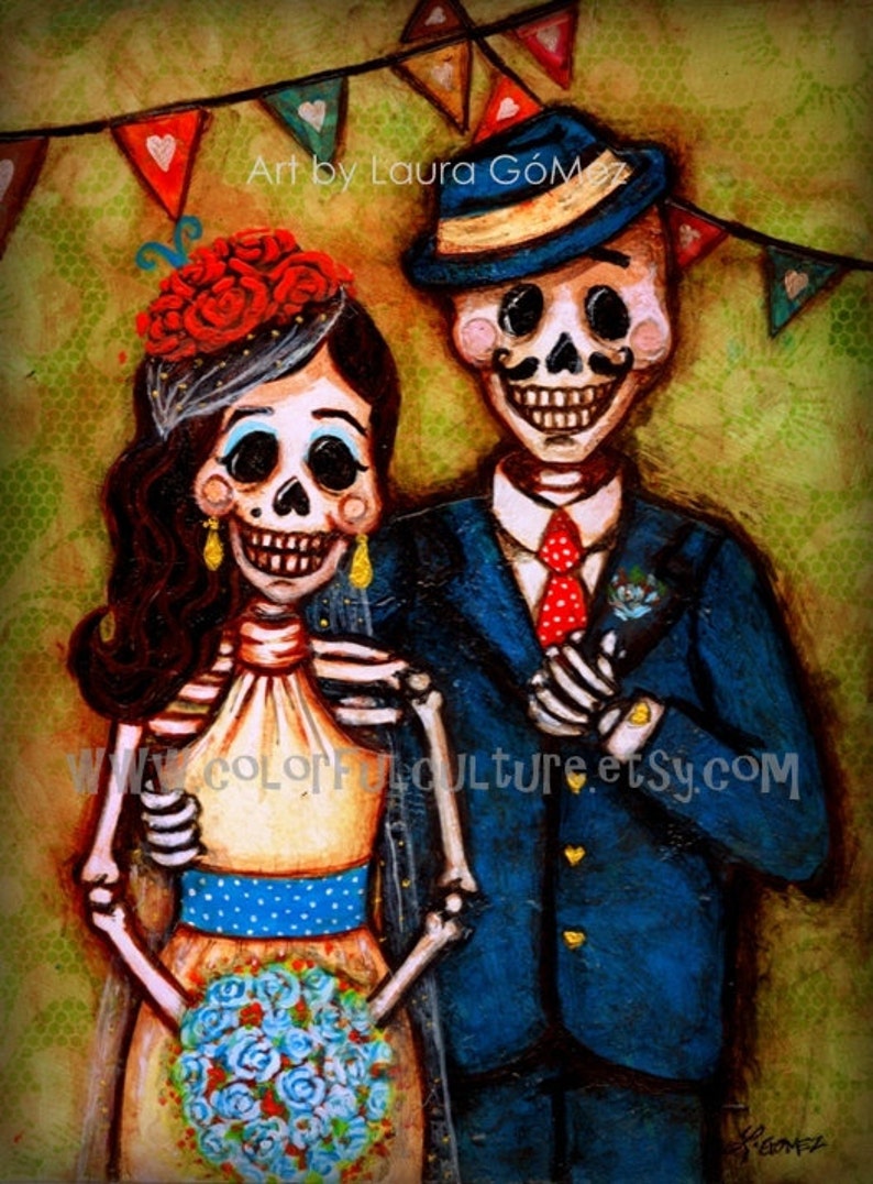 Por Siempre y Para Siempre Forever and Ever Art Print by Laura Gomez on Fade Free Paper-Boda Dia de los Muertos Day of the Dead Wedding image 1