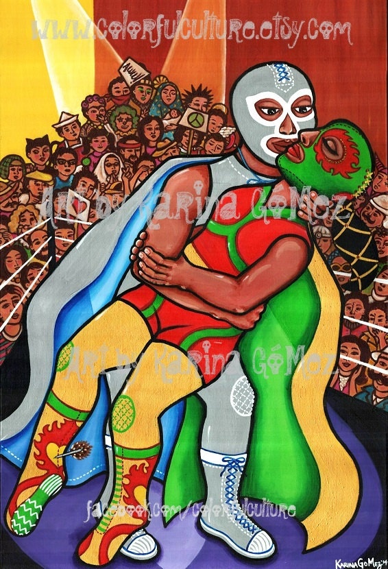Lucha Libre 4 Stars - original acrylic and spray paint work on 10x10 canvas  Poster for Sale by TaftStStudios