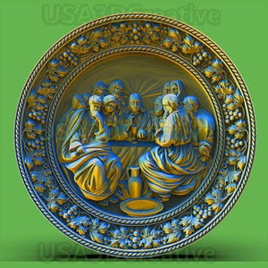 The Last Supper STL 3D model for CNC router, wood art, wall decoration, aspire, artcam, cnc engraving