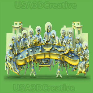 The Last Supper STL 3D model for CNC router, wood art, wall decoration, aspire, artcam, cnc engraving