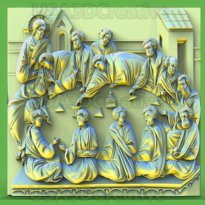 The Last Supper STL 3D model for CNC router, wood art, wall decoration, aspire, artcam, cnc engraving