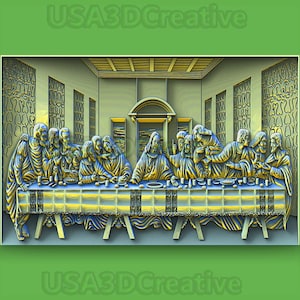 The Last Supper STL 3D model for CNC router, wood art, wall decoration, aspire, artcam, cnc engraving