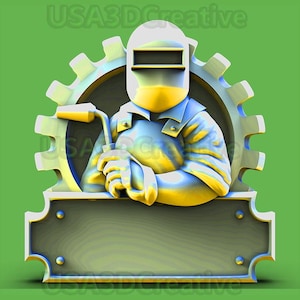 Welder Sign STL 3D model for CNC router, wood art, wall decoration, aspire, artcam, cnc engraving