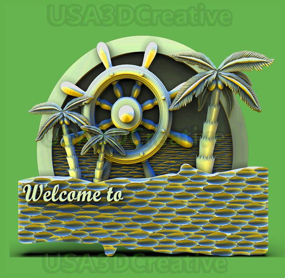 Welcome Sign STL 3D Model for CNC Router, Wood Art, Wall Decoration ...
