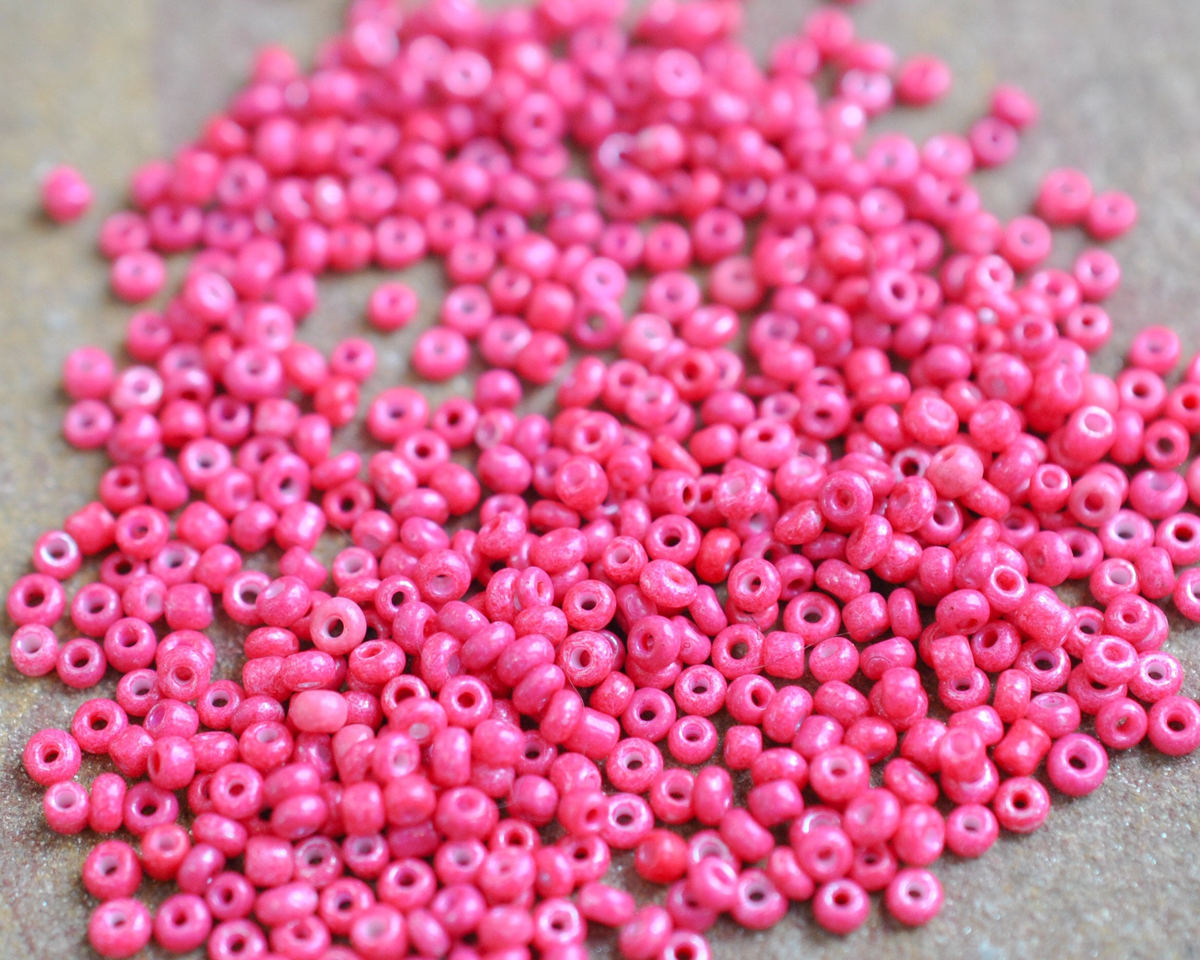 1000 Tiny Pink Beads Small Pink Seed Bead Bright Pink Etsy