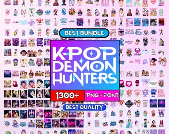 Huntrix Kpop Demon Hunters 1300+ Png Bundle, Kpop Idol Group Png Design, Huntrix Girl Dinner Png, Saja Boys Girls Bands Png, Sublimation