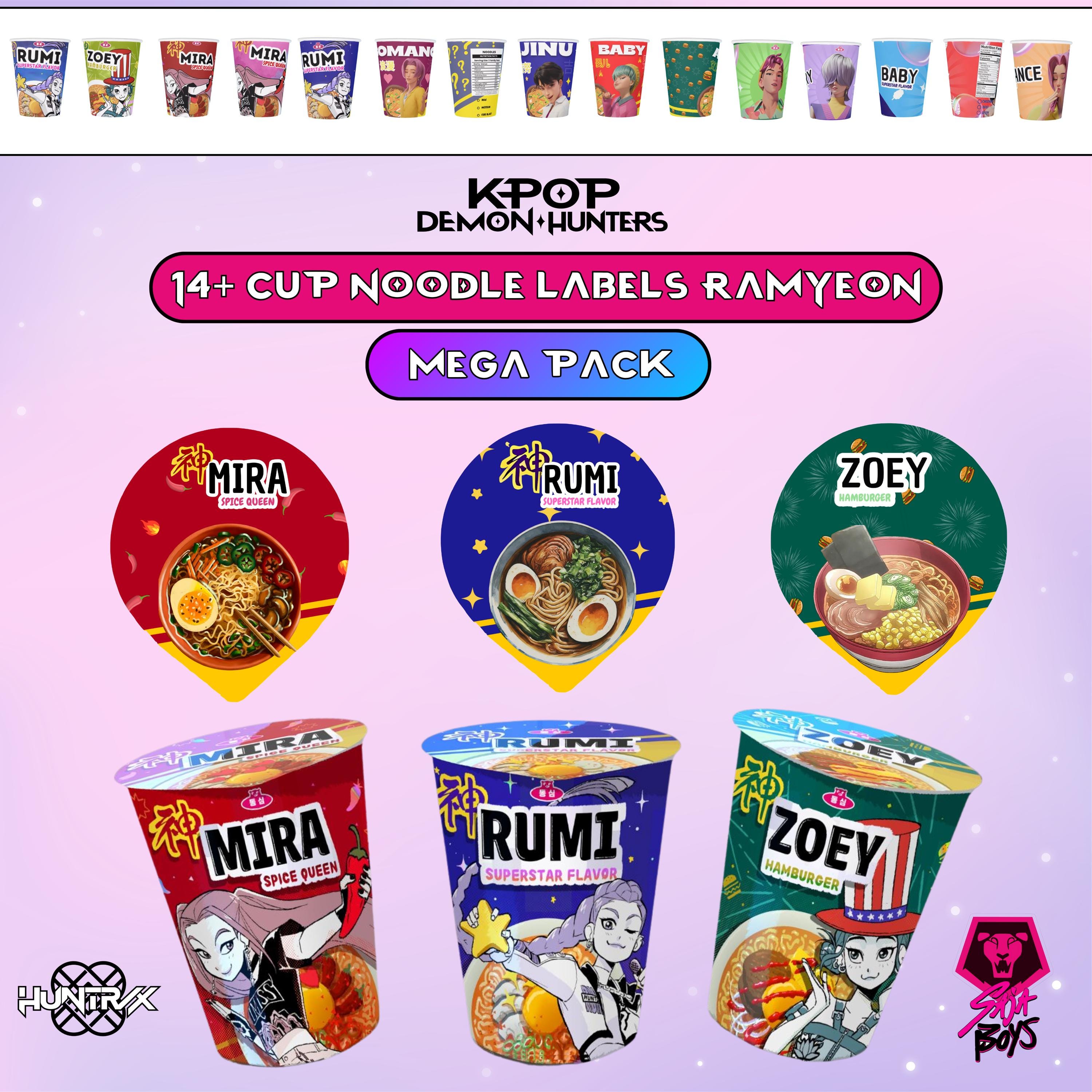 14+ Kpop Demon Hunters Cup Noodle Labels Ramen | Rumi Mira Zoey
