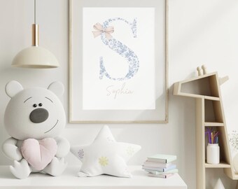 Personalized baby name poster with initial | Floral letter poster for nursery | Baby wall art | Baby shower gift | Nursery