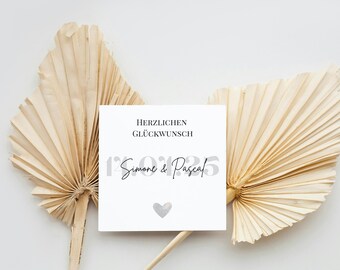 Personalized Minimalist Wedding Card – Congratulations | Individual Card with Names & Wedding Date | Elegant Wedding Card
