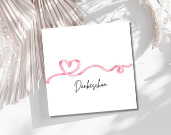 Thank you card, heart watercolor design, minimalist thank you card, greeting card, thank you gift, handmade thank you card