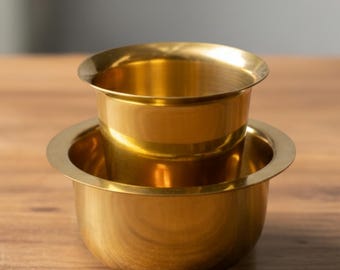 Brass South Indian Filter Coffee Cup, Traditional Dabara Set, Handmade Brass Cup for Indian Coffee & Kitchen Serve ware, Shrutik Creations