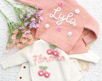 Personalized Cardigans Little Girl, Custom Baby Name Cardigan, Newborn Outfit Coming Home, Name Announcement, 0-3 Months | Gender Neutral