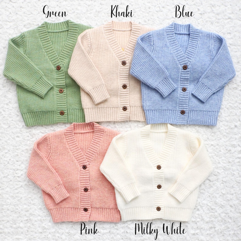 Chunky Embroidered Cardigans, Personalized Baby Name Cardigan, Knitted Newborn Sweater, New Baby Gifts image 14
