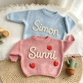 Custom Embroidered Baby Sweater, Personalized Baby Name Jumper, Toddler Knit Sweatshirt, Baby Boy Sweater Knitted Newborn, Crochet Gift Girl product logo