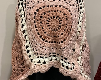 Poncho, mehrfarbig, quadratisch
