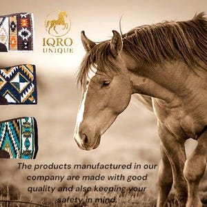 Handwoven Western Contour Saddle Pad – Navajo Style Wool Blanket Pad with Leather Wear Guards, Horse Tack Gift image 4