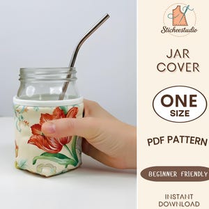 Patrón de costura para funda aislante para tarro Mason / Patrón de funda aislante para tarro Mason / PDF para principiantes