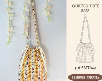 Quilted Tote Bag Sewing Pattern: Crossbody & Shoulder Bag (A4, US Letter, A0) Beginner Friendly