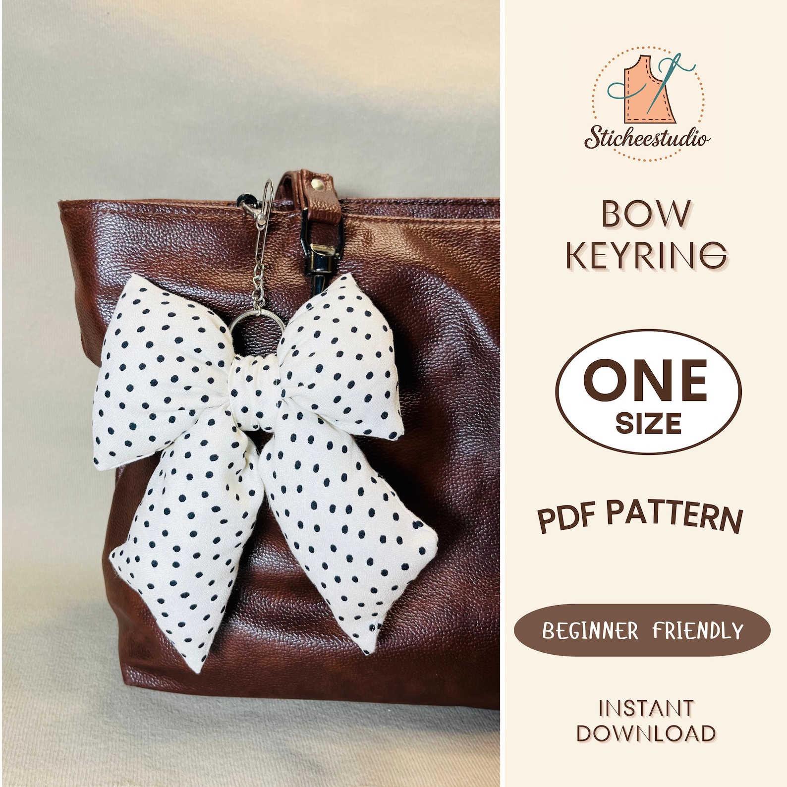 Sewing Pattern Key Rings Puffy Bow Keychain Sewing Pattern PDF | DIY Fabric Bow Key Ring | Cute ...