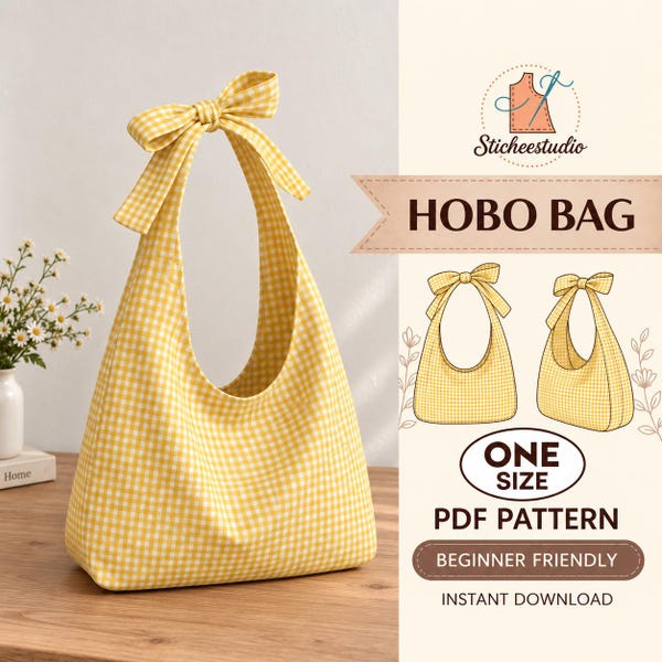 Slouchy Tie Bag Sewing Pattern: Beginner-Friendly Crossbody, Shoulder Bag (PDF Download)