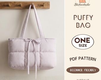 Patrón de costura para bolso tote acolchado: Bolso de hombro Cloud, A0/A4/US LETTER (Descarga digital)