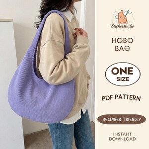 Large Hobo Bag Sewing Pattern PDF, DIY Shoulder Bag, Beginner Friendly ...
