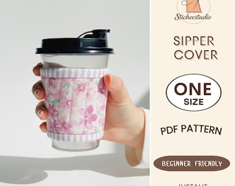 Reusable Coffee Sleeve Sewing Pattern, Iced or Hot, Beginner Friendly PDF Template (A4/letter)
