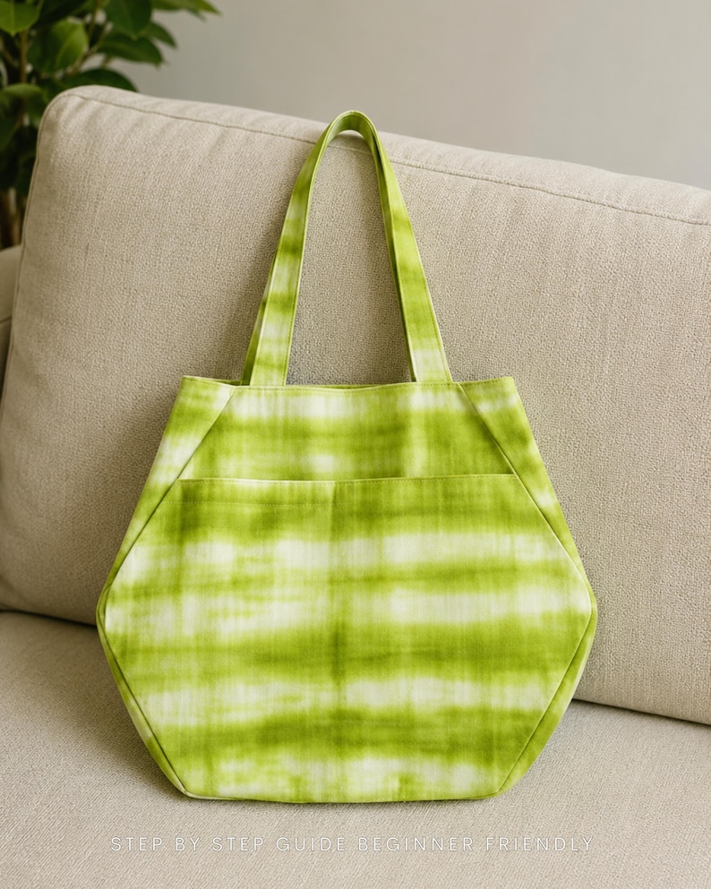 Tote Bag Sewing Pattern PDF | Beginner Friendly Shopper Bag With Pocket | Easy Lined Tote Pattern | A4 US Letter A0 | Instant Download