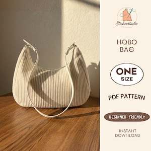 Patrón de costura para bolso de media luna: Bolso bandolera para principiantes (A4, carta estadounidense)