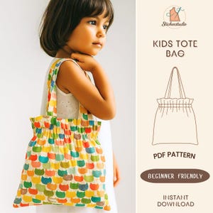 Easy Kids Tote Bag Sewing Pattern, Easy DIY Child Size Bag, A4/US Letter PDF