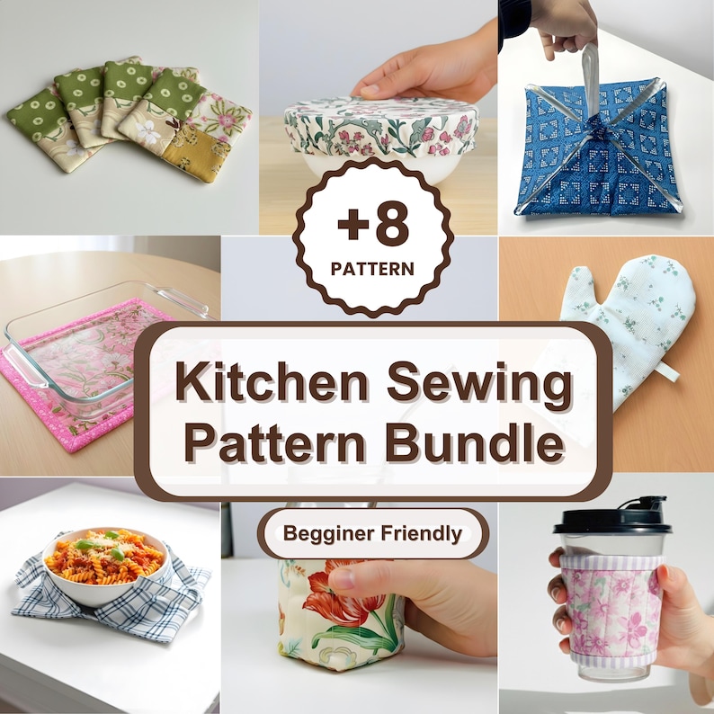 Simple Kitchen Pattern Easy Kitchen Sewing Pattern PDF Bundle: Beginner-friendly Pack (instant ...