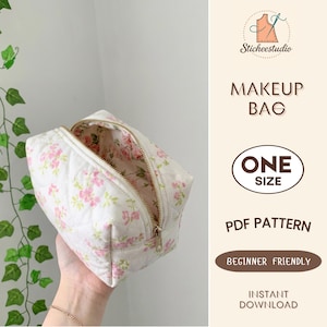 Quilted Makeup Bag Sewing Pattern: Beginner-Friendly Boxy Pouch (PDF Pattern A4/US Letter)