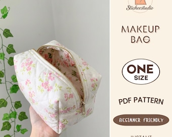 Quilted Makeup Bag Sewing Pattern: Beginner-Friendly Boxy Pouch (PDF Pattern A4/US Letter)