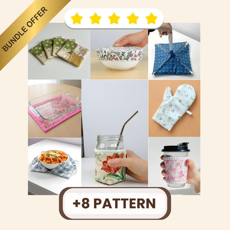 Simple Kitchen Pattern Easy Kitchen Sewing Pattern PDF Bundle: Beginner-friendly Pack (instant ...