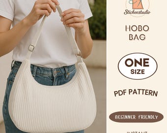 Molde para costura da bolsa Crescent Hobo: Bolsa tiracolo ideal para iniciantes (A4, Carta Americana)