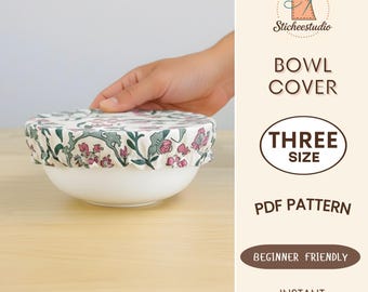 Fabric Bowl Cover Sewing Pattern PDF | 3 Sizes Beginner Friendly | Reusable Kitchen Cover Pattern | A4 US Letter Printable Instant Download